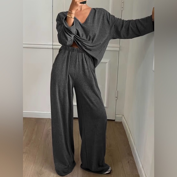 The Real Clean Company Pants - Women's Gray Lounge Set New Boutique Comfy Chic